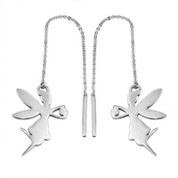 Platinum Over Sterling Silver Angel Dangle Earrings 2.20 Grams
