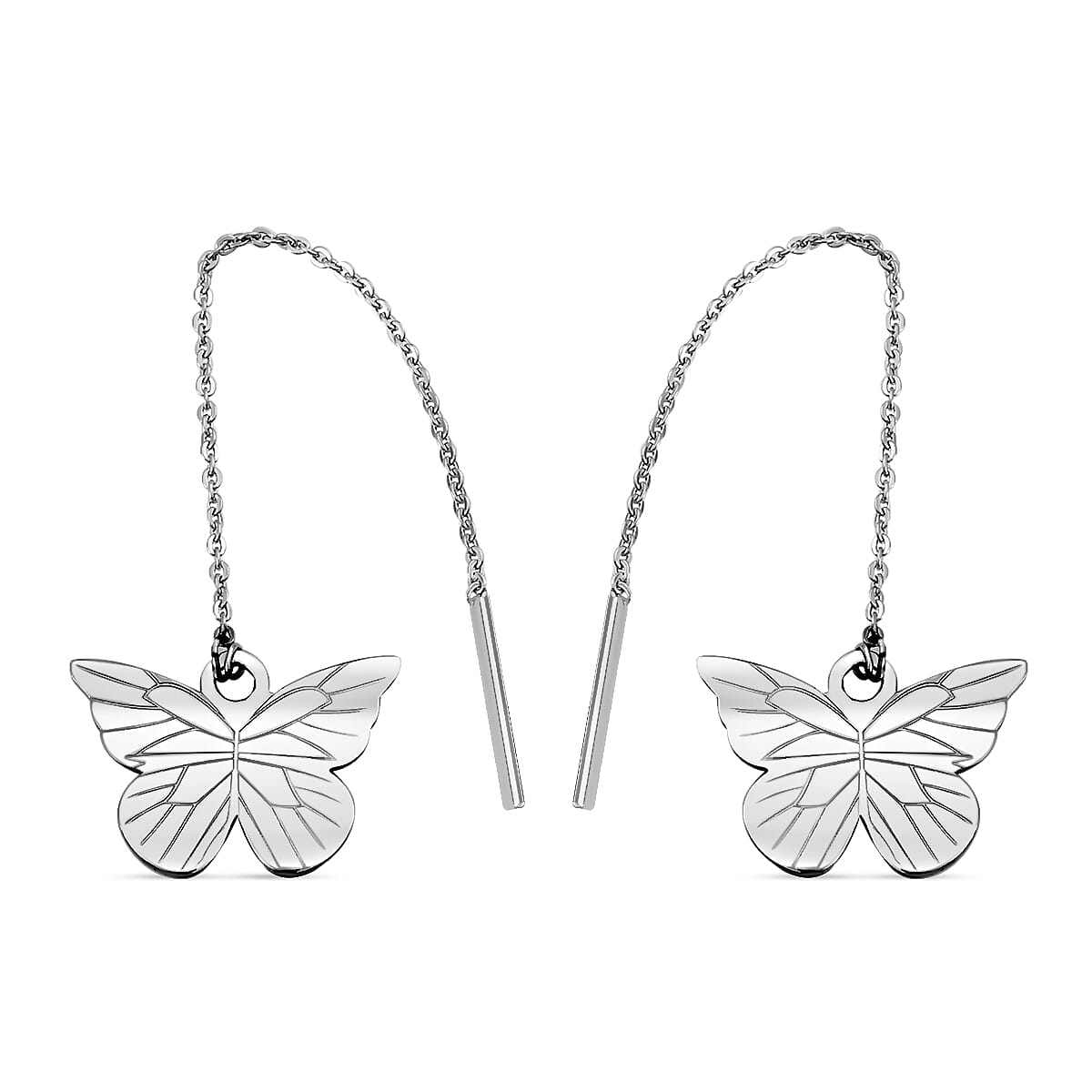 Platinum Over Sterling Silver Angel Dangle Earrings 2.20 Grams
