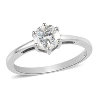 Moissanite VS EF Solitaire Ring in Platinum Over Sterling Silver (Size 5.0) 0.50 ctw