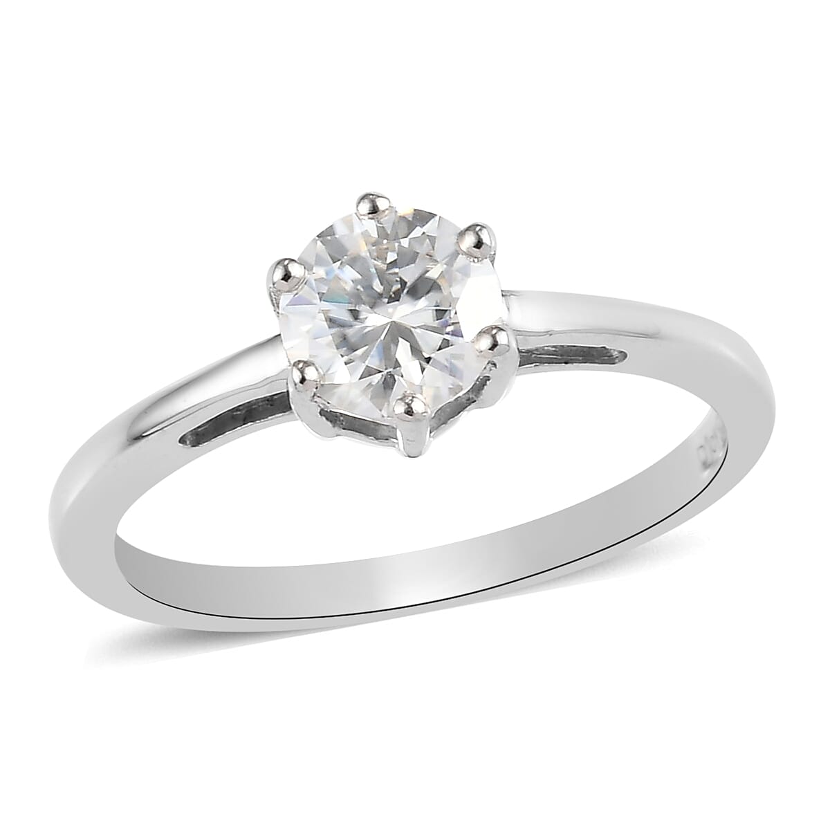 Moissanite VS EF Solitaire Ring in Platinum Over Sterling Silver (Size 5.0) 0.50 ctw (1)