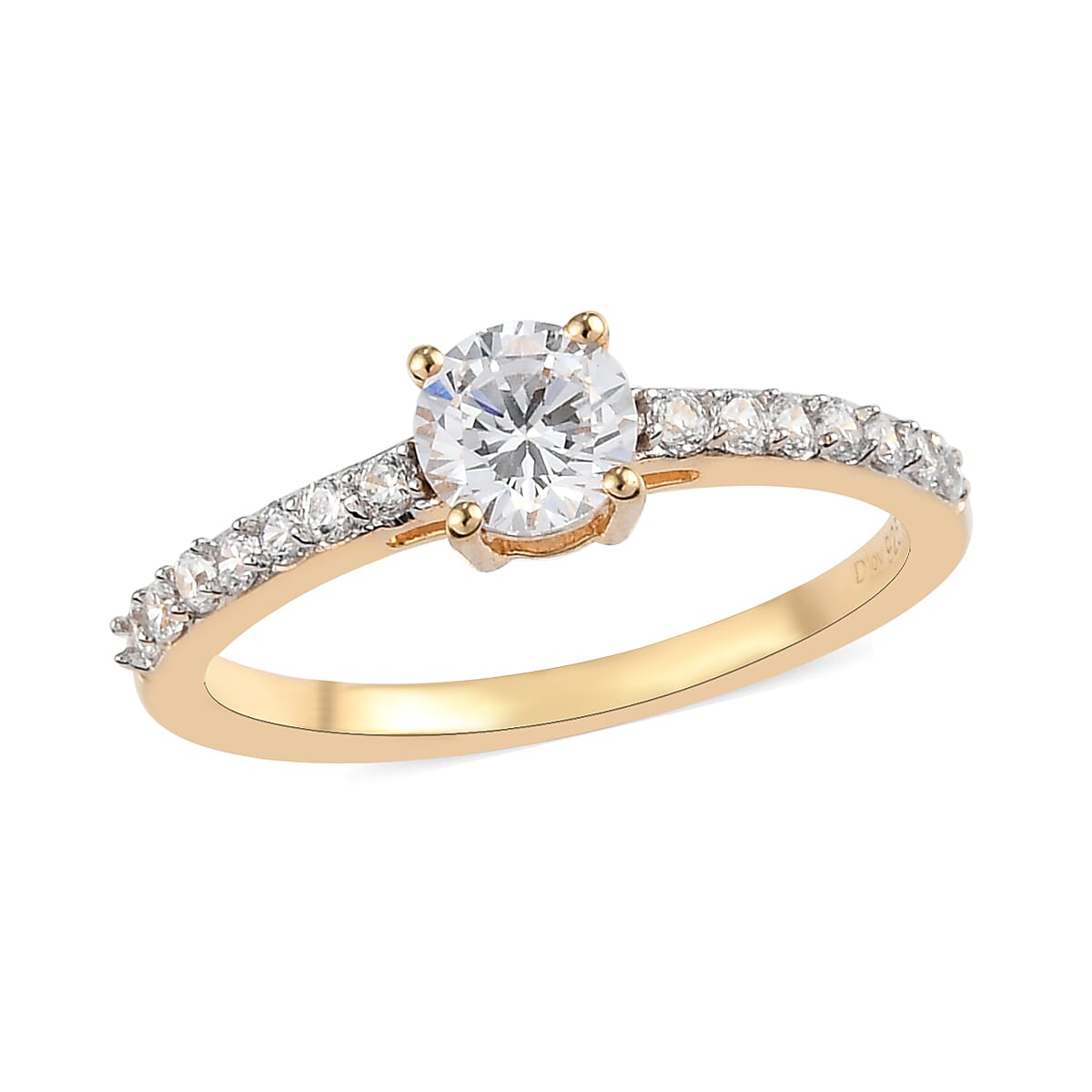 Simulated Diamond Solitaire Ring in Platinum Over Sterling Silver 1.30 ctw