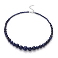 Lapis Lazuli 3-15mm Beaded Graduated Necklace 18 Inches in Stainless Steel 210.00 ctw - Sticky add to cart bar