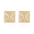 10K Yellow Gold Micropave Square Stud Earrings - Sticky add to cart bar