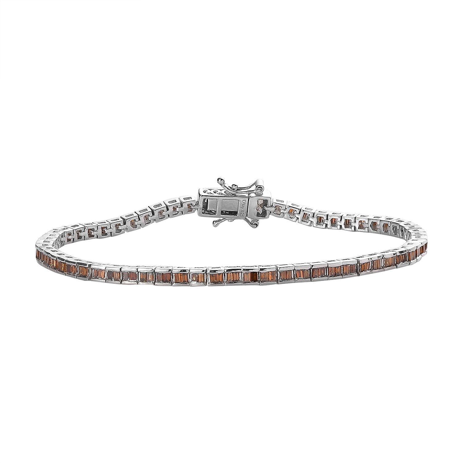 Orange Diamond Bracelet in Platinum Over Sterling Silver (7.25 In) 2.25 ctw