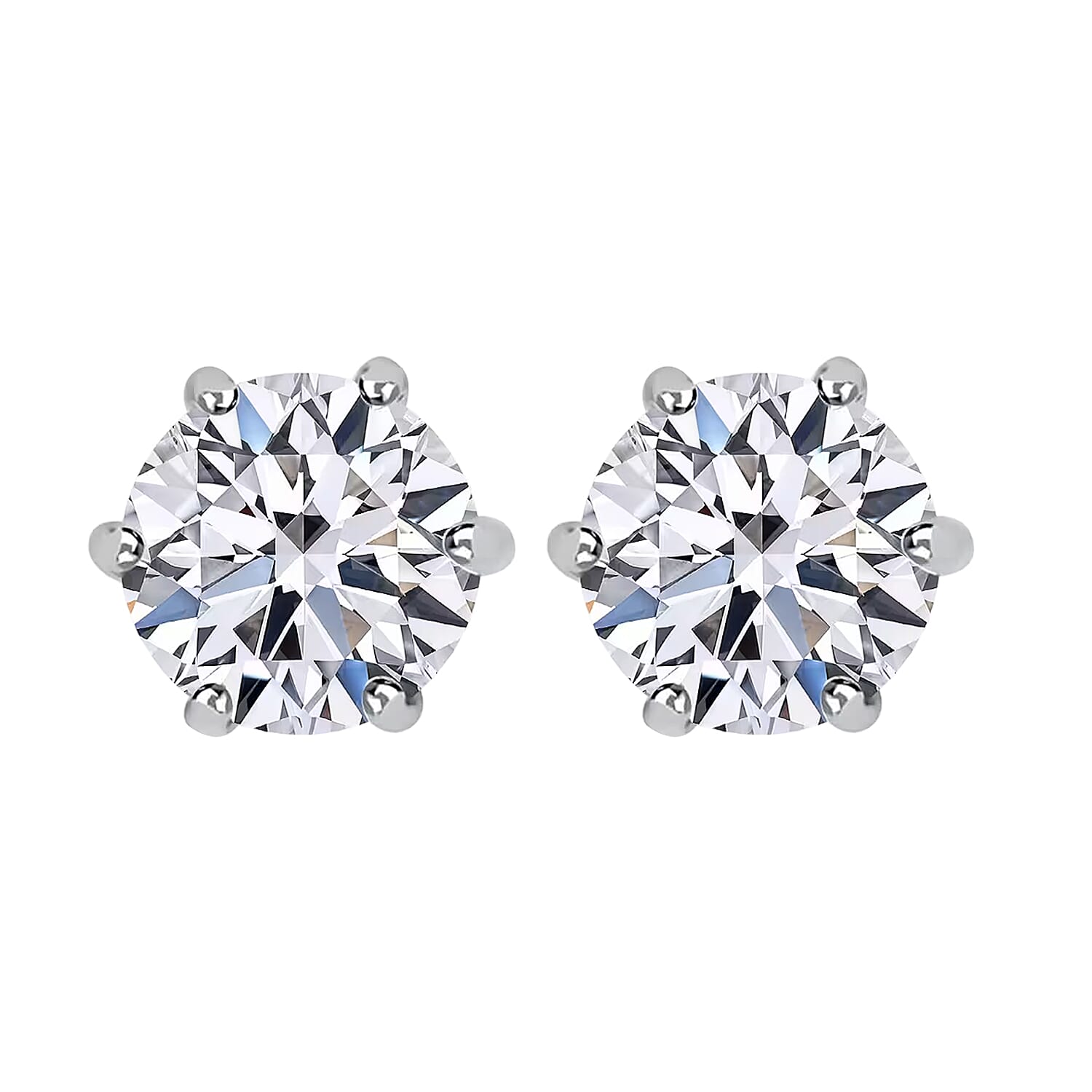 14K White Gold Luxuriant Lab Grown Diamond G-H SI Solitaire Stud Earrings 1.00 ctw