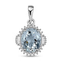 Luxoro 10K White Gold Premium Mangoro Aquamarine and Diamond Sunburst Pendant without Chain 4.25 ctw - Sticky add to cart bar