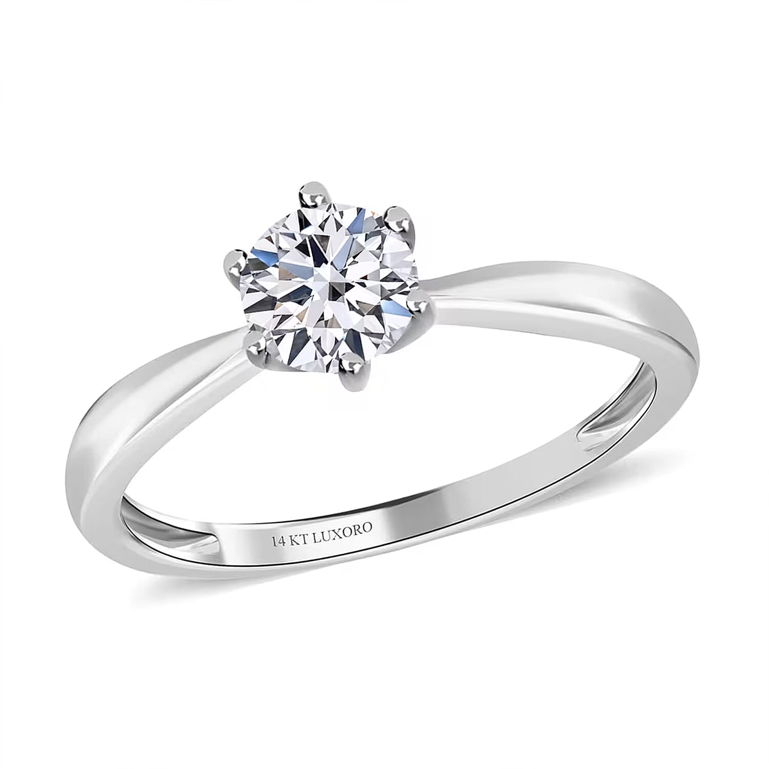 Luxoro 14K White Gold Luxuriant Lab Grown Diamond G-H SI Solitaire Ring 1.00 ctw