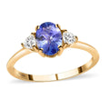 LUXORO 10K Yellow Gold AAA Tanzanite, Moissanite Trilogy Ring (Size 10.0) 1.15 ctw - Sticky add to cart bar
