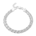Italian Sterling Silver 5 Lines Braided Herringbone Chain Bracelet (7.00 In) (5.70 g) - Sticky add to cart bar