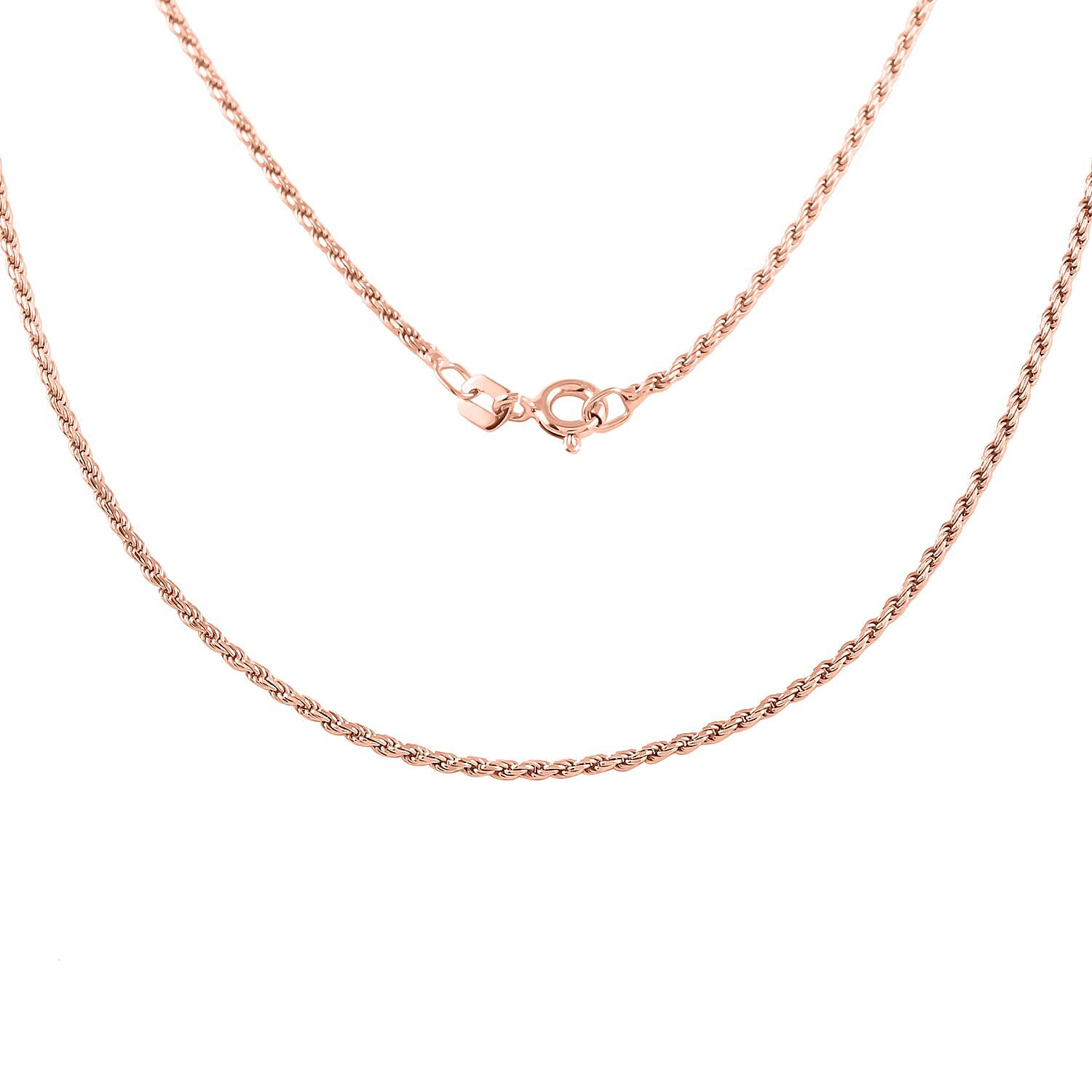 Italian 14K Rose Gold Over Sterling Silver Rope Chain Necklace 20 Inches 3.70 Grams