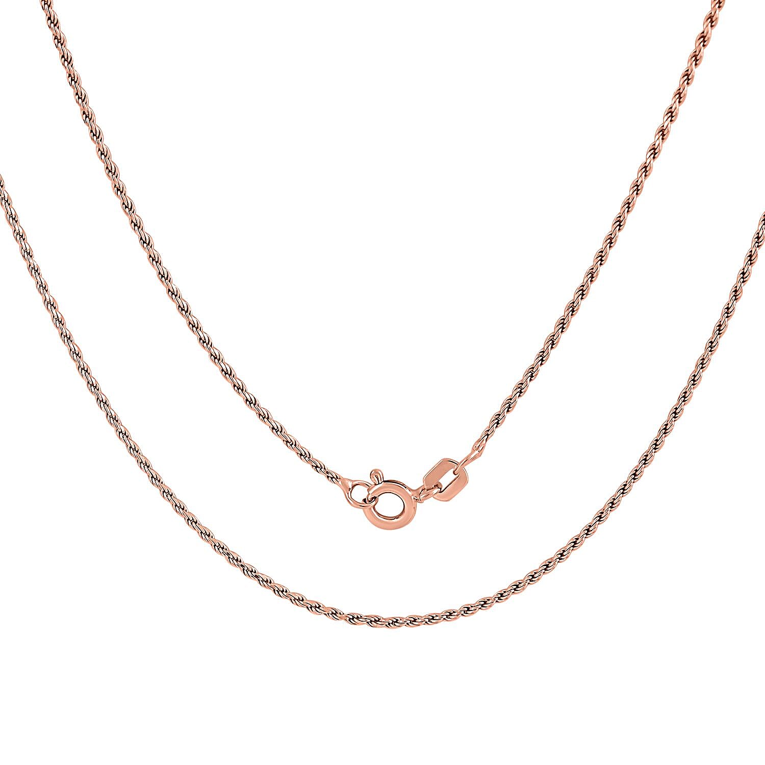 Italian 14K RG Over Sterling Silver Rope Necklace 30 Inches 3.60 Grams