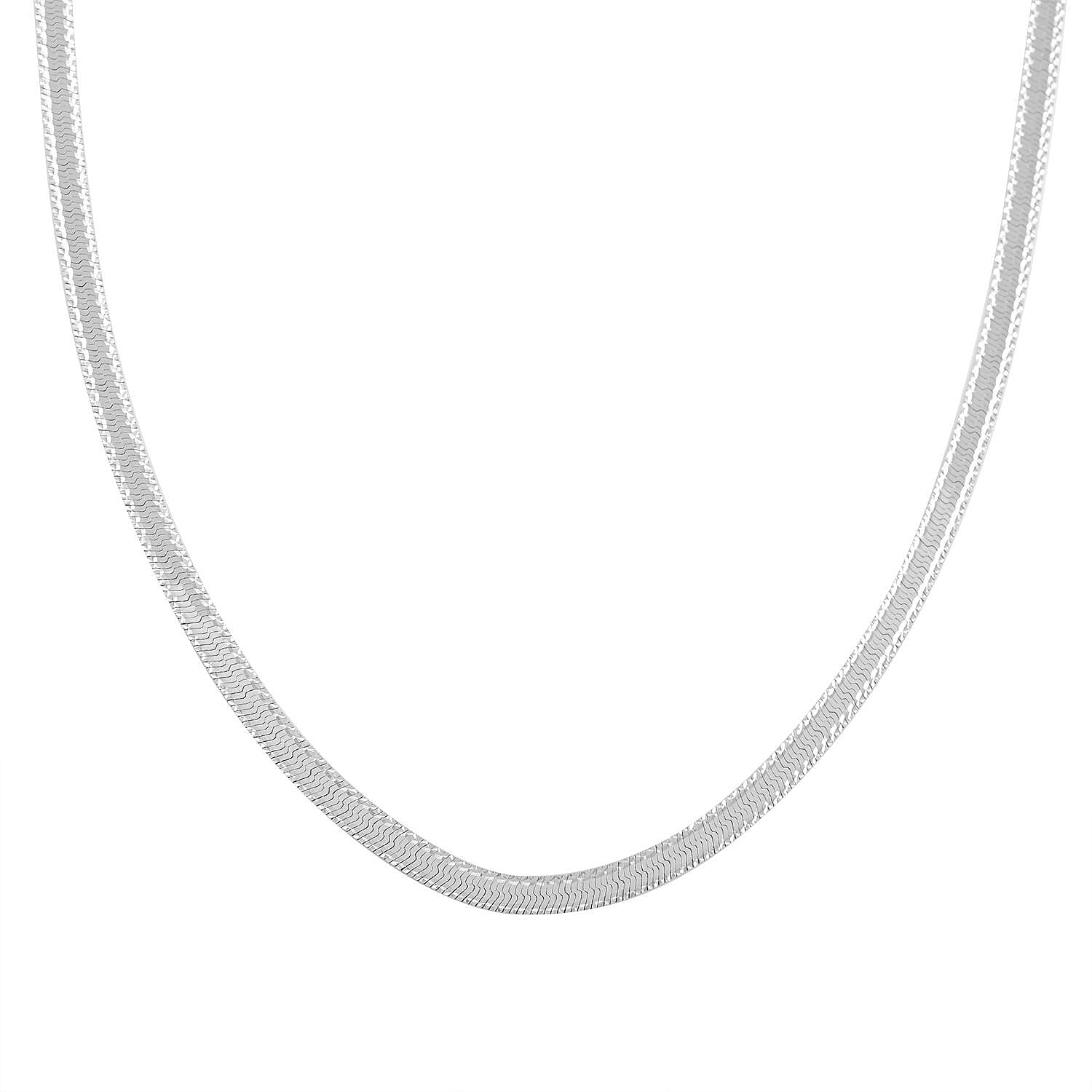 Italian Sterling Silver Herringbone Necklace 18 Inches 9.6 Grams