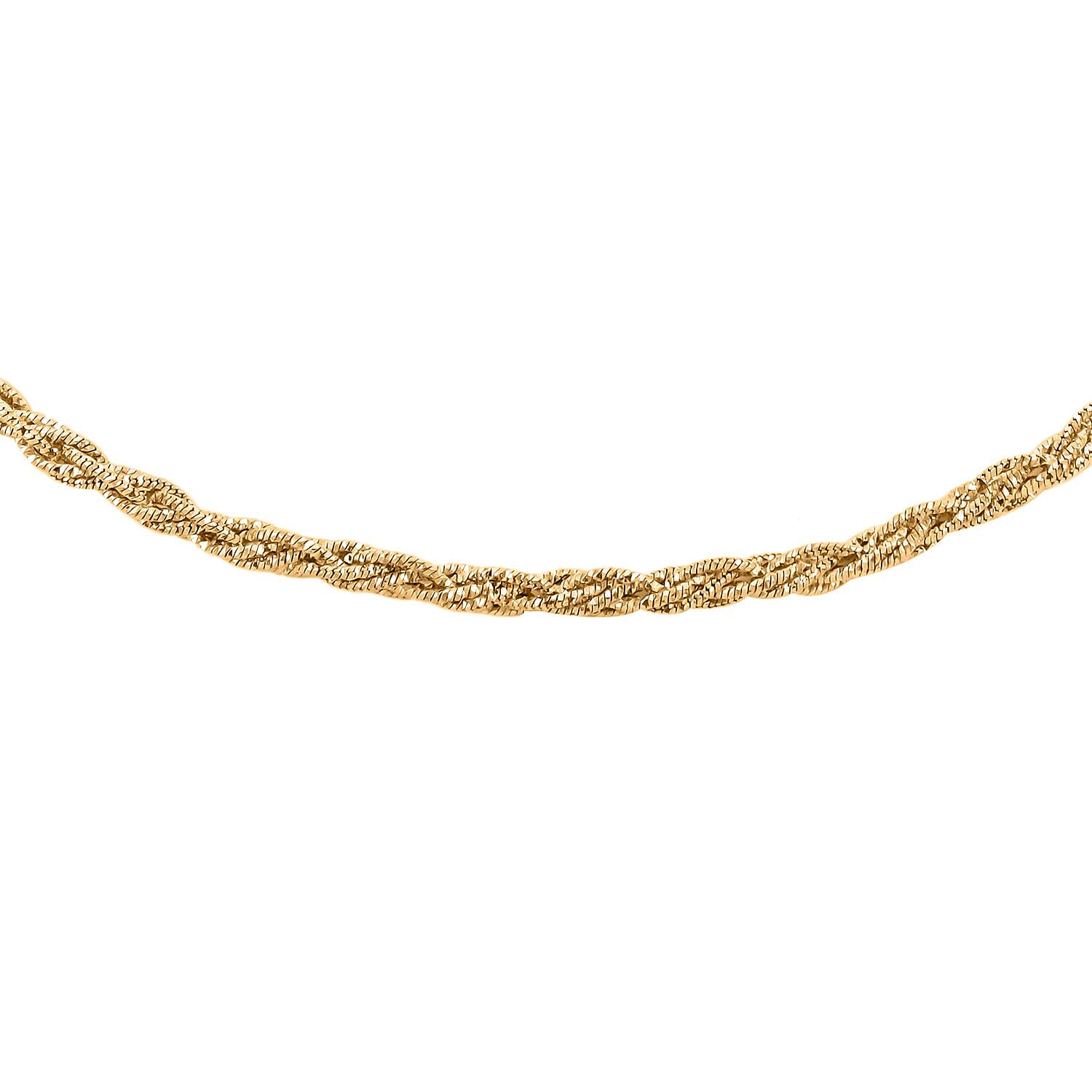 Italian 14K Yellow Gold Over Sterling Silver Snake Brite Rope Necklace 18 Inches 16.9 Grams