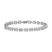 LUXORO 10K White Gold Asscher Cut Moissanite Link Bracelet (6.50 In) 4 Grams 13.85 ctw (Delivery in 7-10 Business Days)