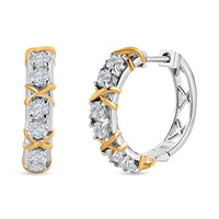 Moissanite Hoop Earrings in 14K YG and Platinum Over Sterling Silver 1.30 ctw