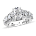 Moissanite (Ovl 9x7mm) Ring in Rhodium Over Sterling Silver (Size 10.0) 3.00 ctw - Sticky add to cart bar