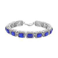 Red Glass and Austrian Crystal Tennis Bracelet in Rosetone (7-9In)