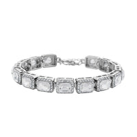 Red Glass and Austrian Crystal Tennis Bracelet in Rosetone (7-9In)