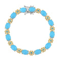 American Natural Sleeping Beauty Turquoise and Malgache Neon Apatite Bracelet in 14K YG and Rhodium Over Sterling Silver (6.50 In) 9 Grams 12.15 ctw - Sticky add to cart bar