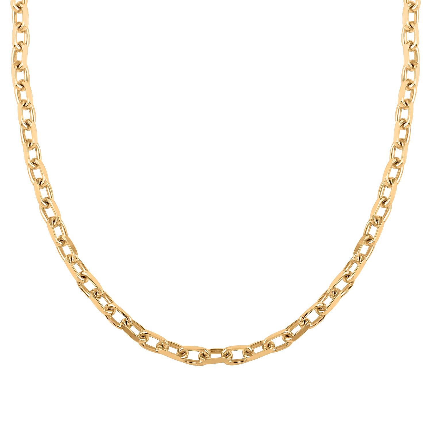 Italian 14K Yellow Gold Over Sterling Silver Power Chain Necklace 20 Inches 21.5 Grams