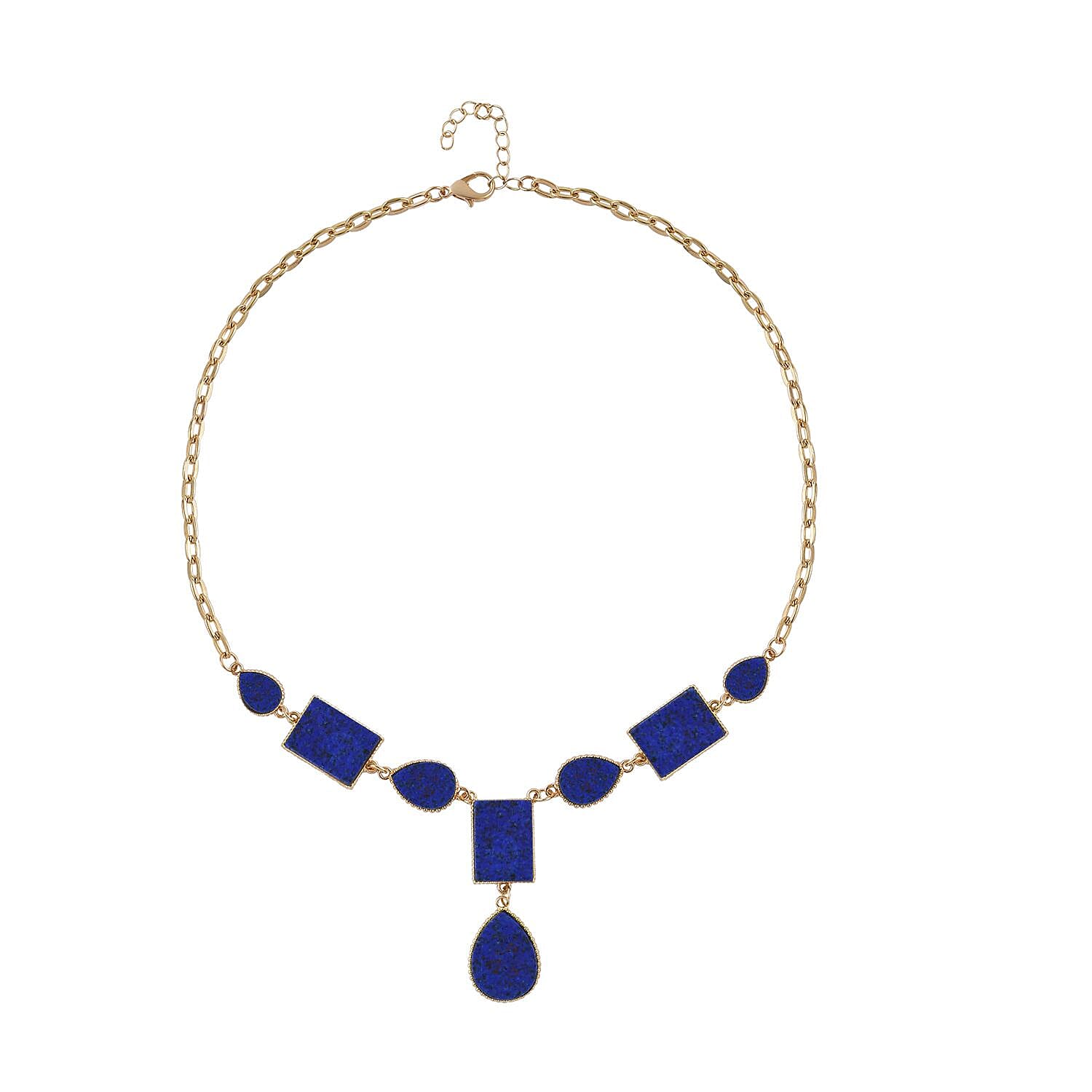 Lapis Lazuli Necklace 18-20 Inches in Goldtone 45.00 ctw