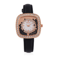 Strada Moving Purple and White Austrian Crystal Japanese Movement Watch with Purple Faux Leather