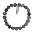 Malagasy Labradorite Beaded Feather Charm Bracelet in Sterling Silver (7.25 In) 163.40 ctw - Sticky add to cart bar