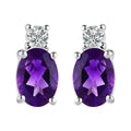 Amethyst and White Topaz Stud Earrings in Sterling Silver and Stainless Steel 1.60 ctw - Sticky add to cart bar