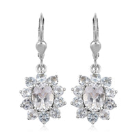 Premium Brazilian Goshenite Floral Earrings in Platinum Over Sterling Silver 4.00 ctw