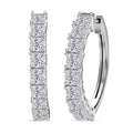 One Time Only Moissanite (Cush 4x4 mm) Hoop Earrings in Platinum Over Sterling Silver 5.50 ctw - Sticky add to cart bar