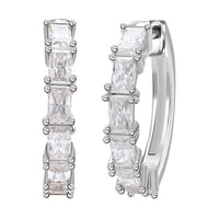 Princess Cut Moissanite (Bgt 5x3mm) Hoop Earrings in Vermeil YG Over Silver (7.30 g) 3.50 ctw