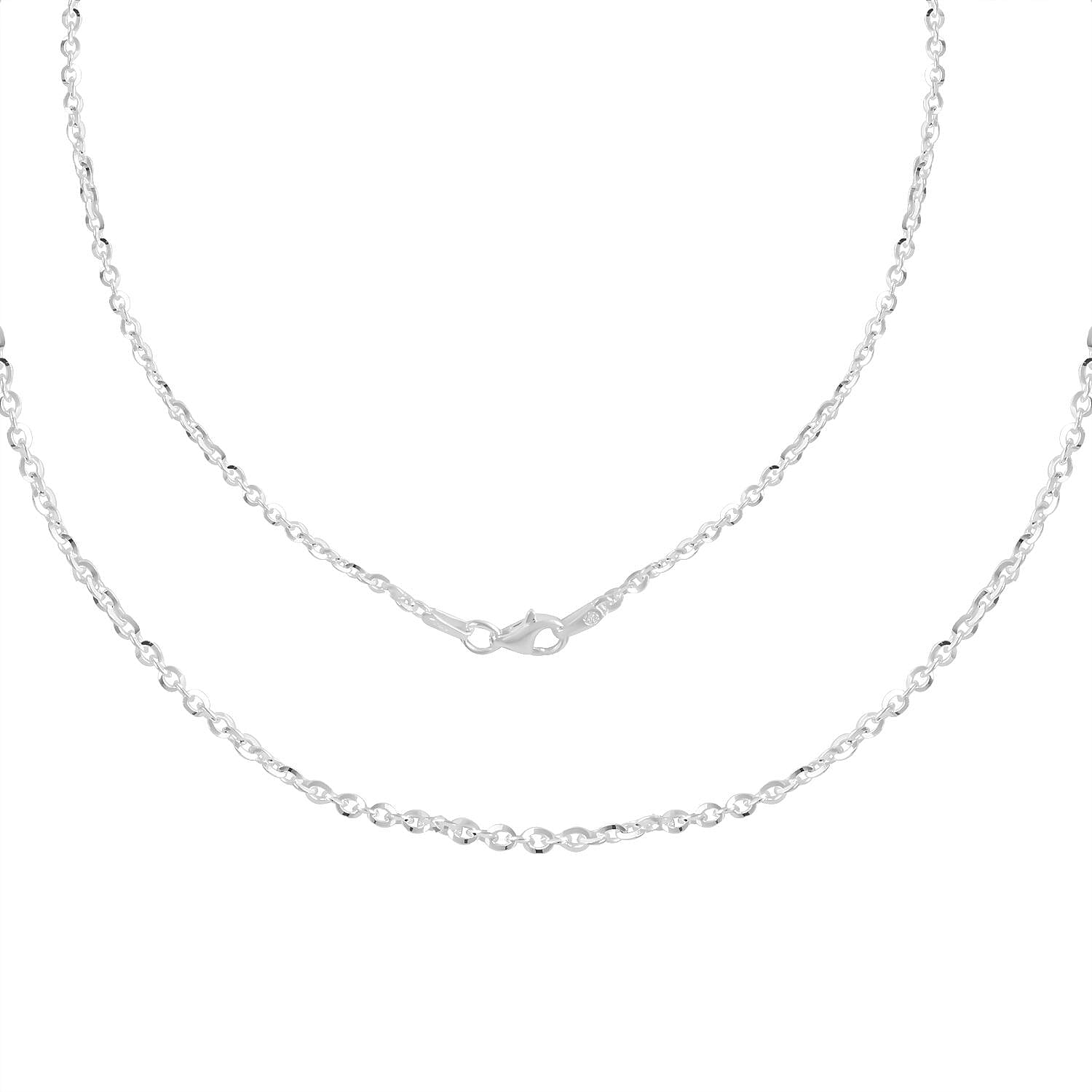 Italian Sterling Silver New Brillantina Chain Necklace (18 Inches) (4.50 g)