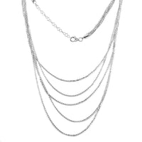 Italian Rhodium Over Sterling Silver Brillantina 5 Lines Graduated Necklace 17 Inches 10 Grams