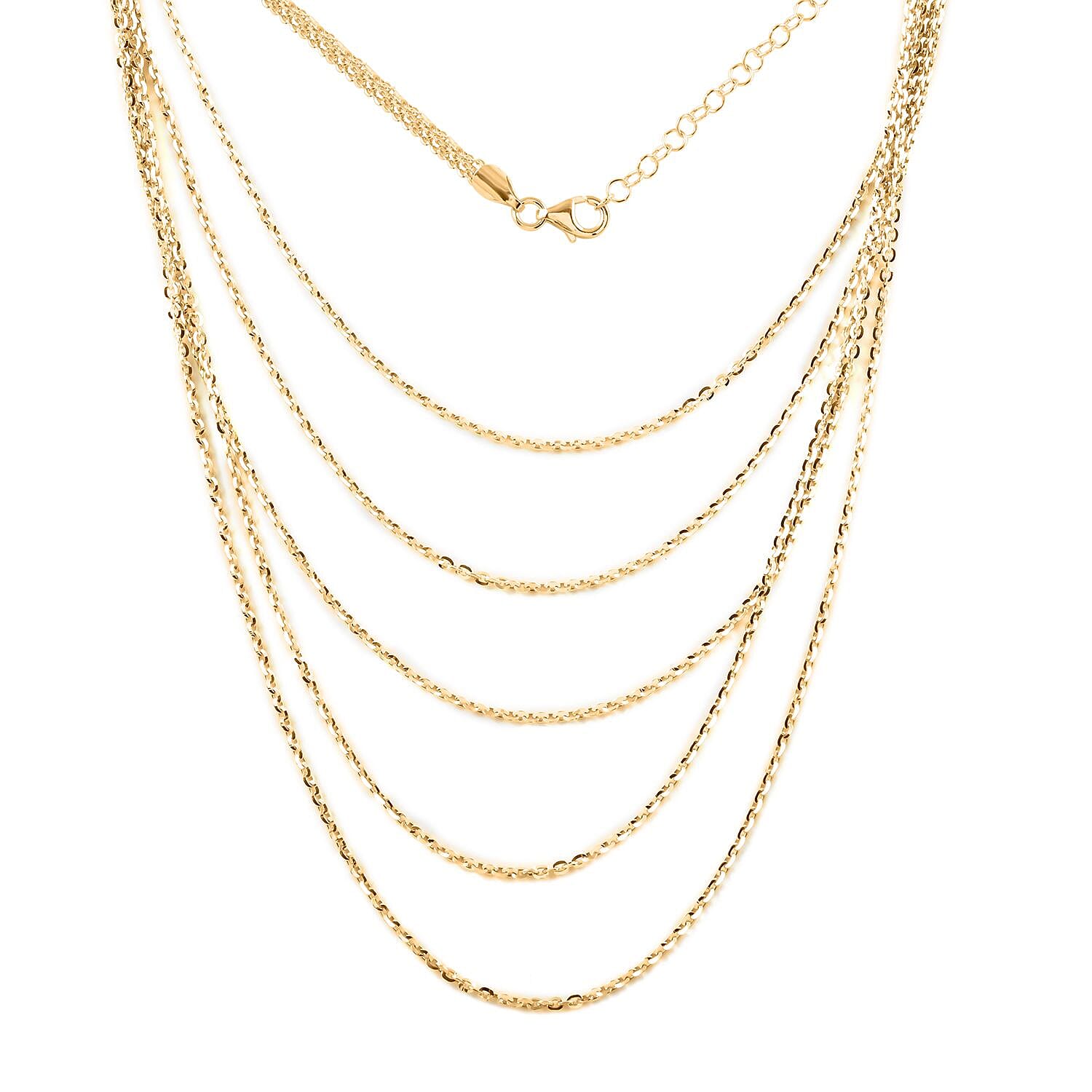 Italian Rhodium Over Sterling Silver Brillantina 5 Lines Graduated Necklace 17 Inches 10 Grams