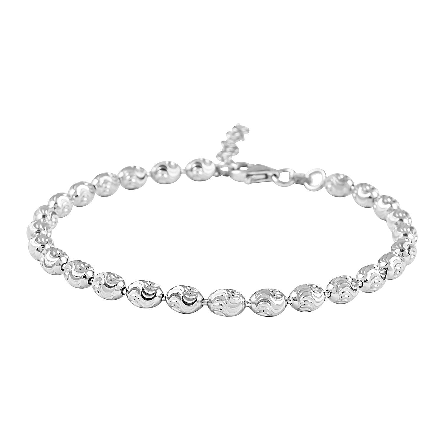 Rhodium Over Sterling Silver Chicco Chain Bracelet (7.00 In) 4.20 Grams