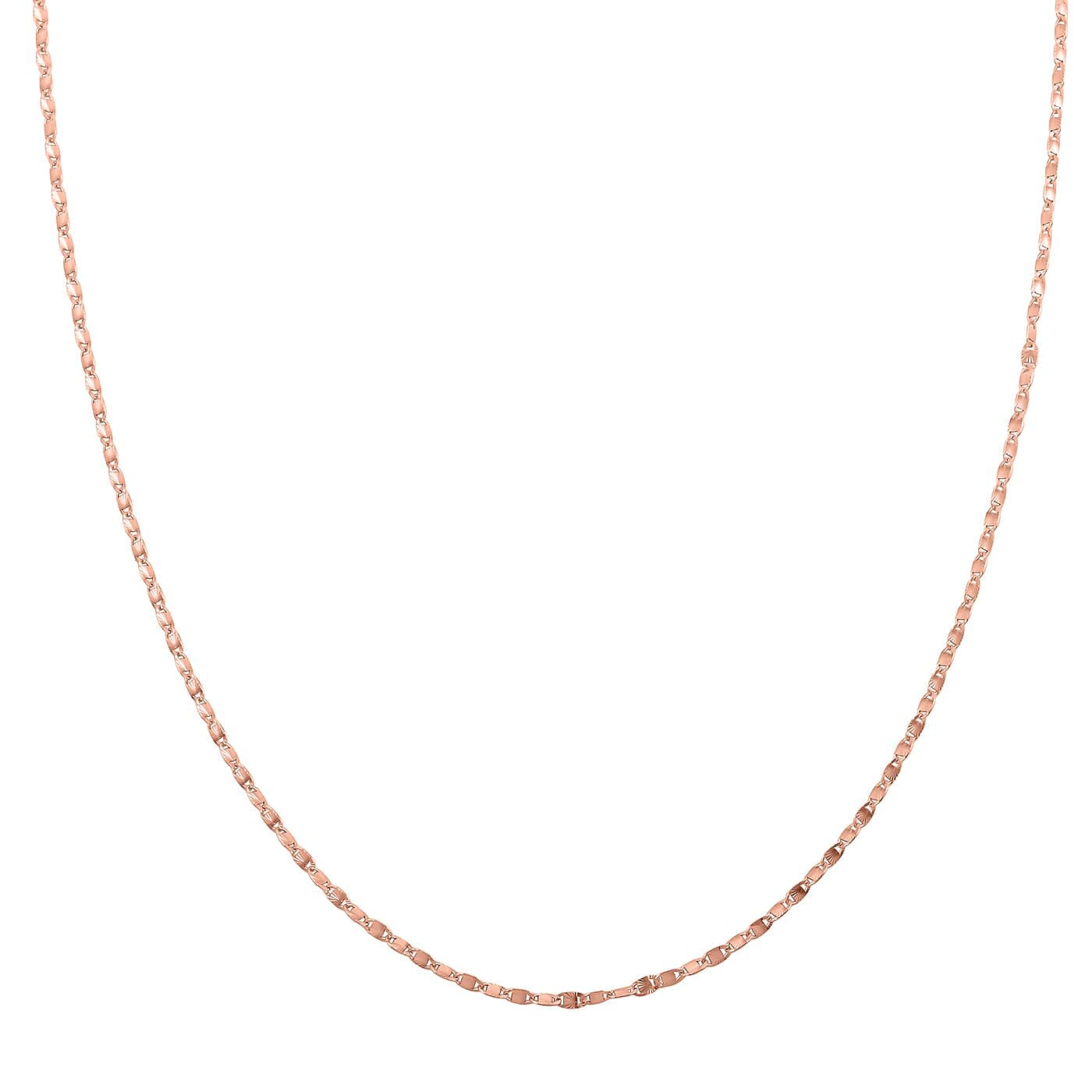 Italian 14K Rose Gold Over Sterling Silver Confetti Fan Chain Necklace 20 Inches 3.50 Grams