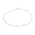 Italian Sterling Silver Station Oval Moon Chain Bracelet (9.00 In) 2.30 Grams - Sticky add to cart bar