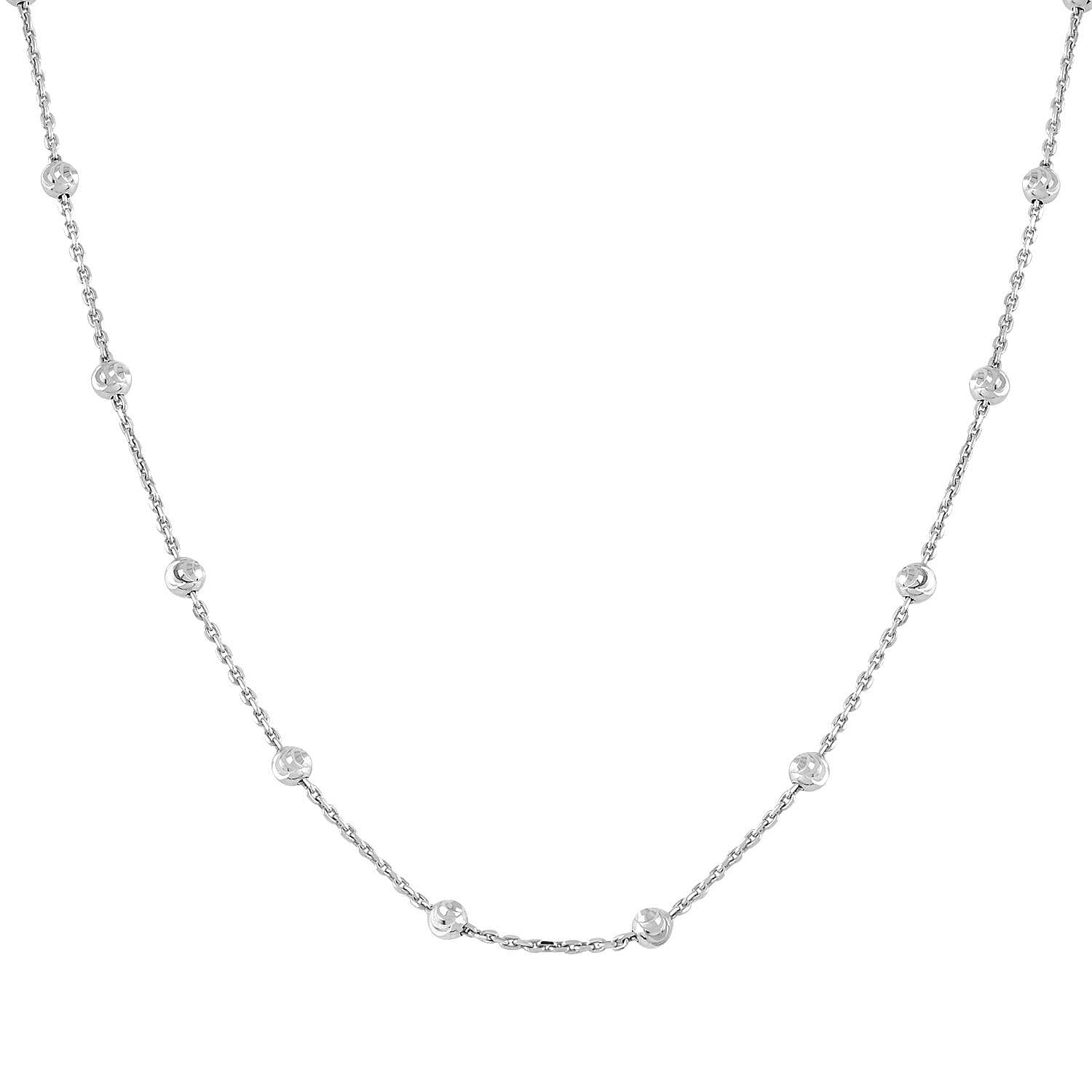 Italian Sterling Silver Station Round Moon Chain Necklace 18 Inches 4.20 Grams