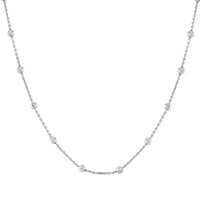 Italian Sterling Silver Station Round Moon Chain Necklace 18 Inches 4.20 Grams