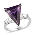 Fancy Cut Amethyst and Moissanite Ring in Platinum Over Sterling Silver (Size 10.0) 6.10 ctw - Sticky add to cart bar
