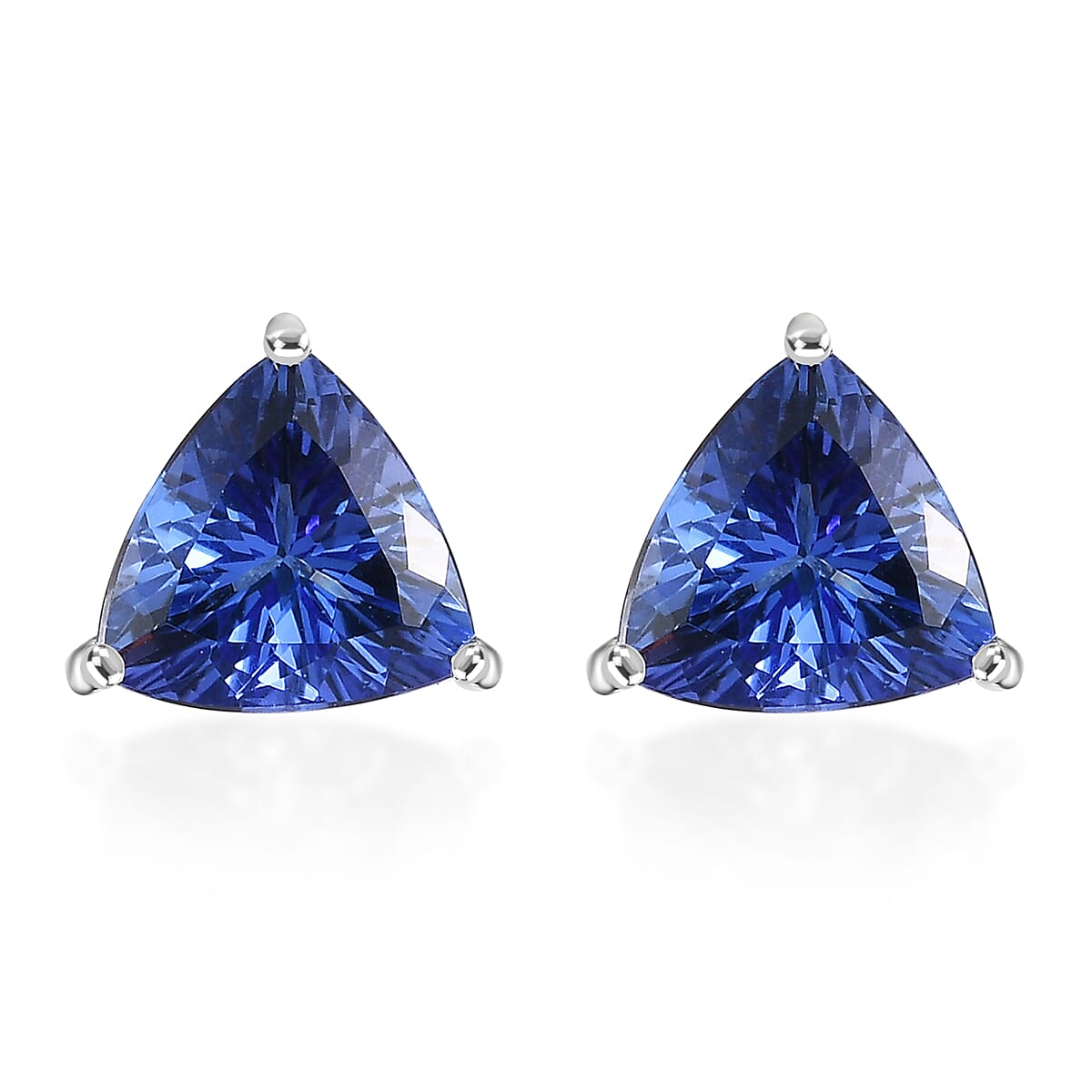 Luxoro 10K White Gold Premium Tanzanite Solitaire Stud Earrings 2.60 ctw