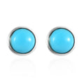 Premium American Natural Sleeping Beauty Turquoise Solitaire Stud Earrings in Platinum Over Sterling Silver 1.00 ctw - Sticky add to cart bar