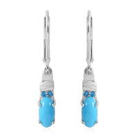 Sleeping Beauty Turquoise and Malgache Neon Apatite Dangle Earrings in Platinum Over Sterling Silver 1.35 ctw