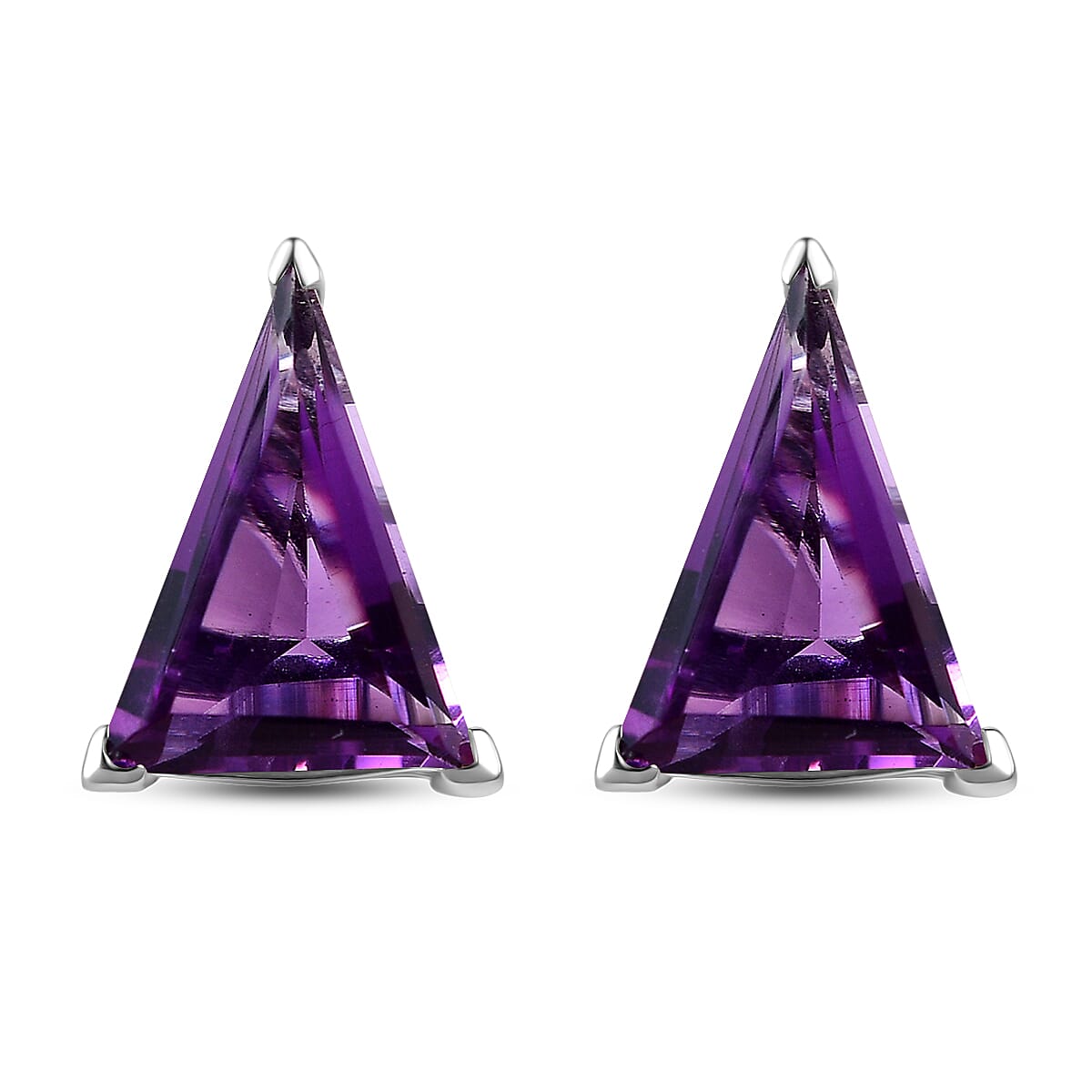 Fancy Cut Amethyst Solitaire Stud Earrings in Platinum Over Sterling Silver 9.00 ctw
