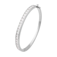Moissanite Bangle Bracelet in Rhodium Over Sterling Silver (6.50 In) 4.15 ctw