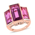 African Lilac Quartz (Triplet) 3 Stone Ring in Vermeil Rose Gold Over Sterling Silver 18.50 ctw - Sticky add to cart bar