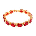 Simulated Ruby and White Diamond Bracelet in Goldtone (7.00 In) 30.00 ctw - Sticky add to cart bar