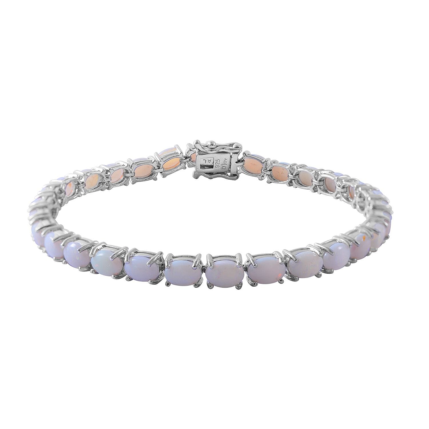 Australian White Opal Tennis Bracelet in Platinum Over Sterling Silver (6.50 In) 7 Grams 6.75 ctw