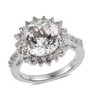 White Topaz Sunburst Ring in Platinum Over Sterling Silver 5.50 ctw