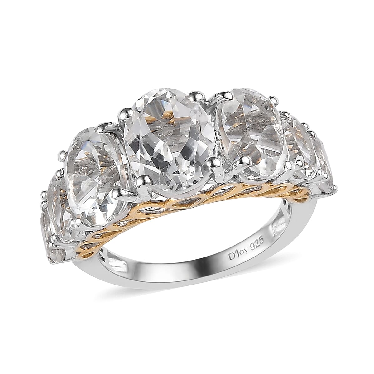 White Topaz Ring in Vermeil YG and Platinum Over Sterling Silver 7.00 ctw